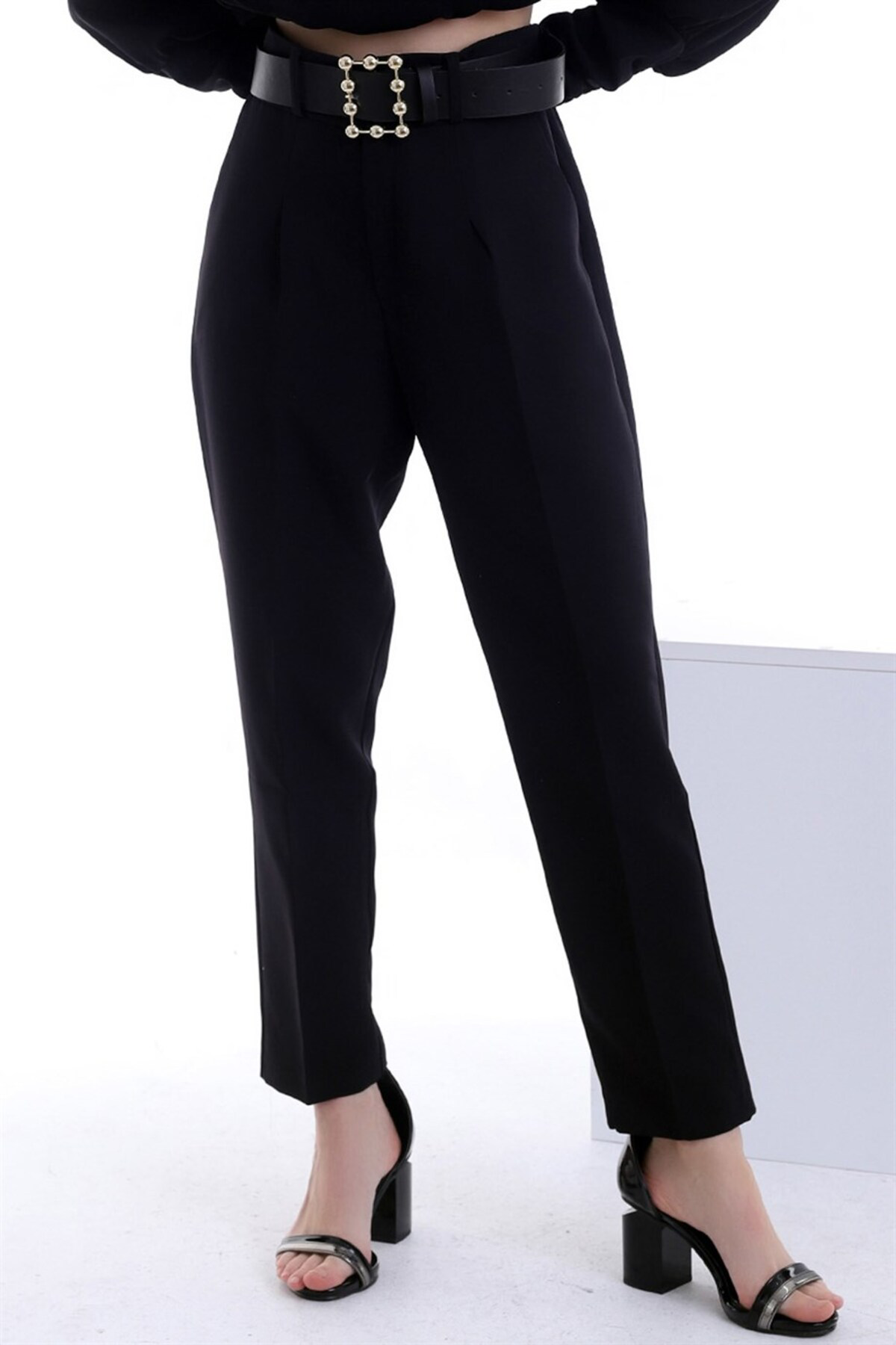 Dreamlike Yüksek Bel Boru Paça Cepli Fermuarlı Kumaş Pantolon