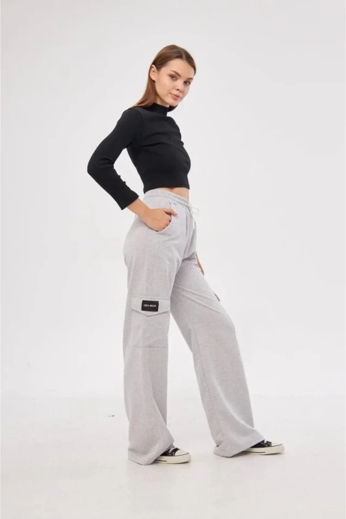 Yüksek Bel Kargo Cepli Palazzo Pantolon Oversize Bol Paça İki İpl Yüksek Bel Kargo Cepli Palazzo Pantolon Oversize Bol Paça İki İpl
