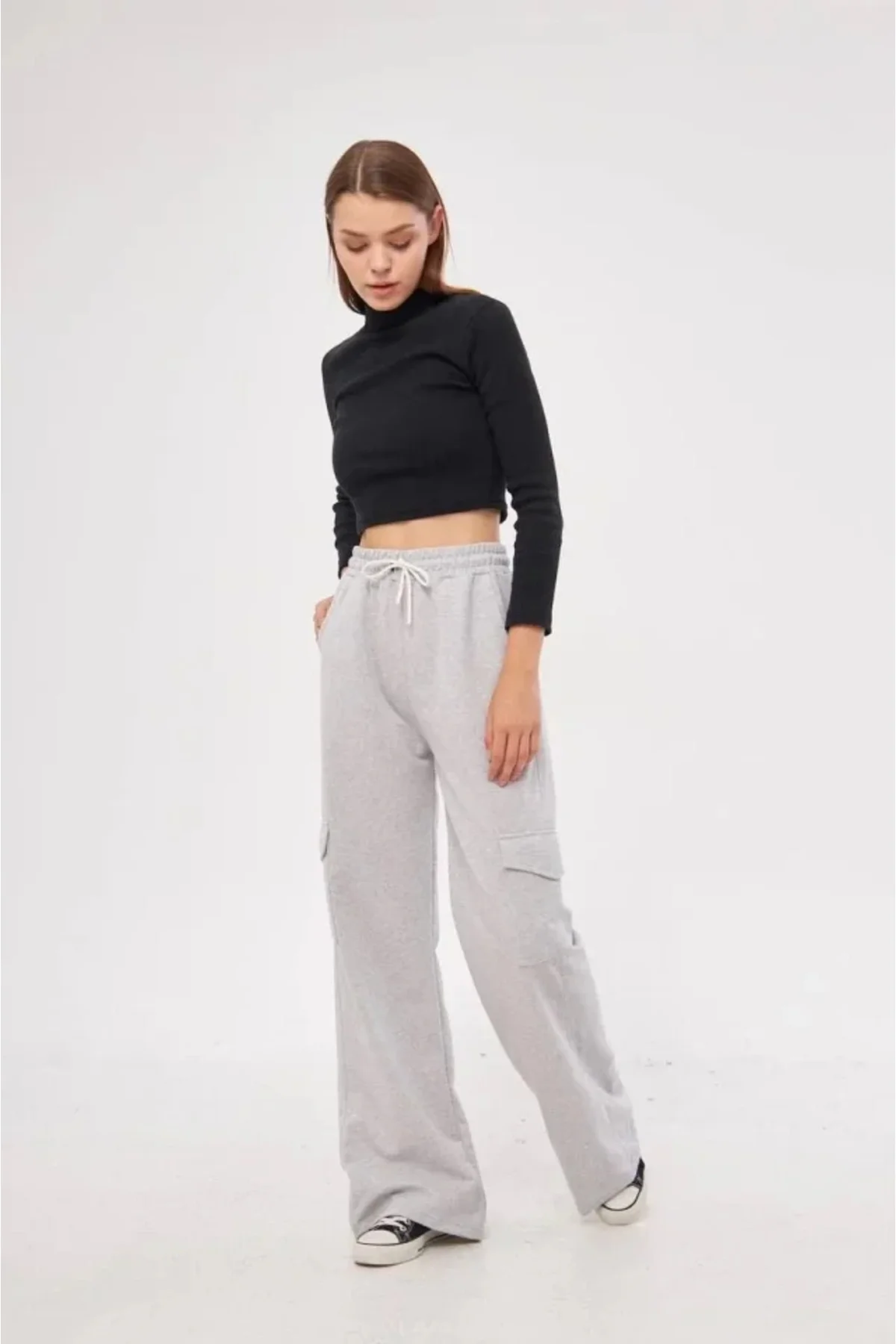 Yüksek Bel Kargo Cepli Palazzo Pantolon Oversize Bol Paça İki İpl Yüksek Bel Kargo Cepli Palazzo Pantolon Oversize Bol Paça İki İpl