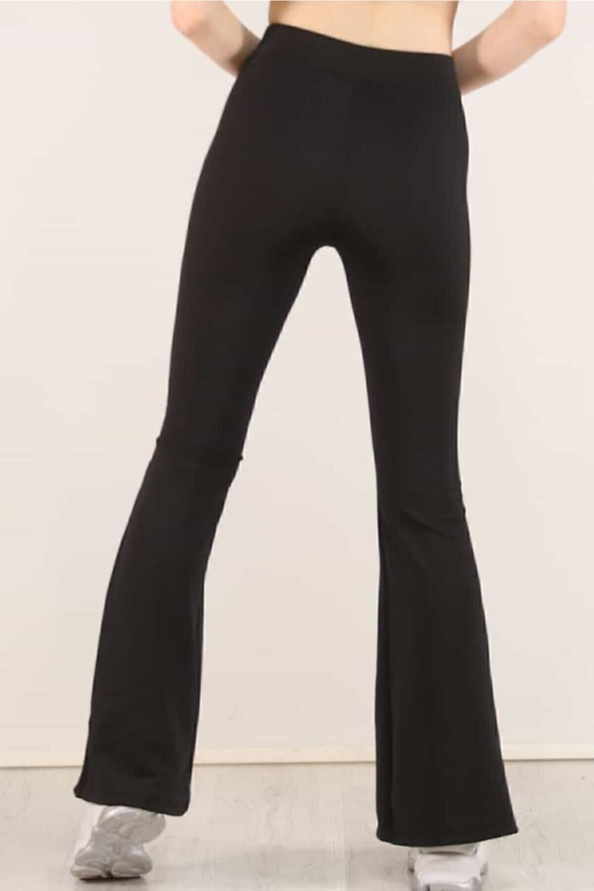 Yüksek Bel Kemerli Ispanyol Geniş Paça Dalgıç Kumaş Tayt