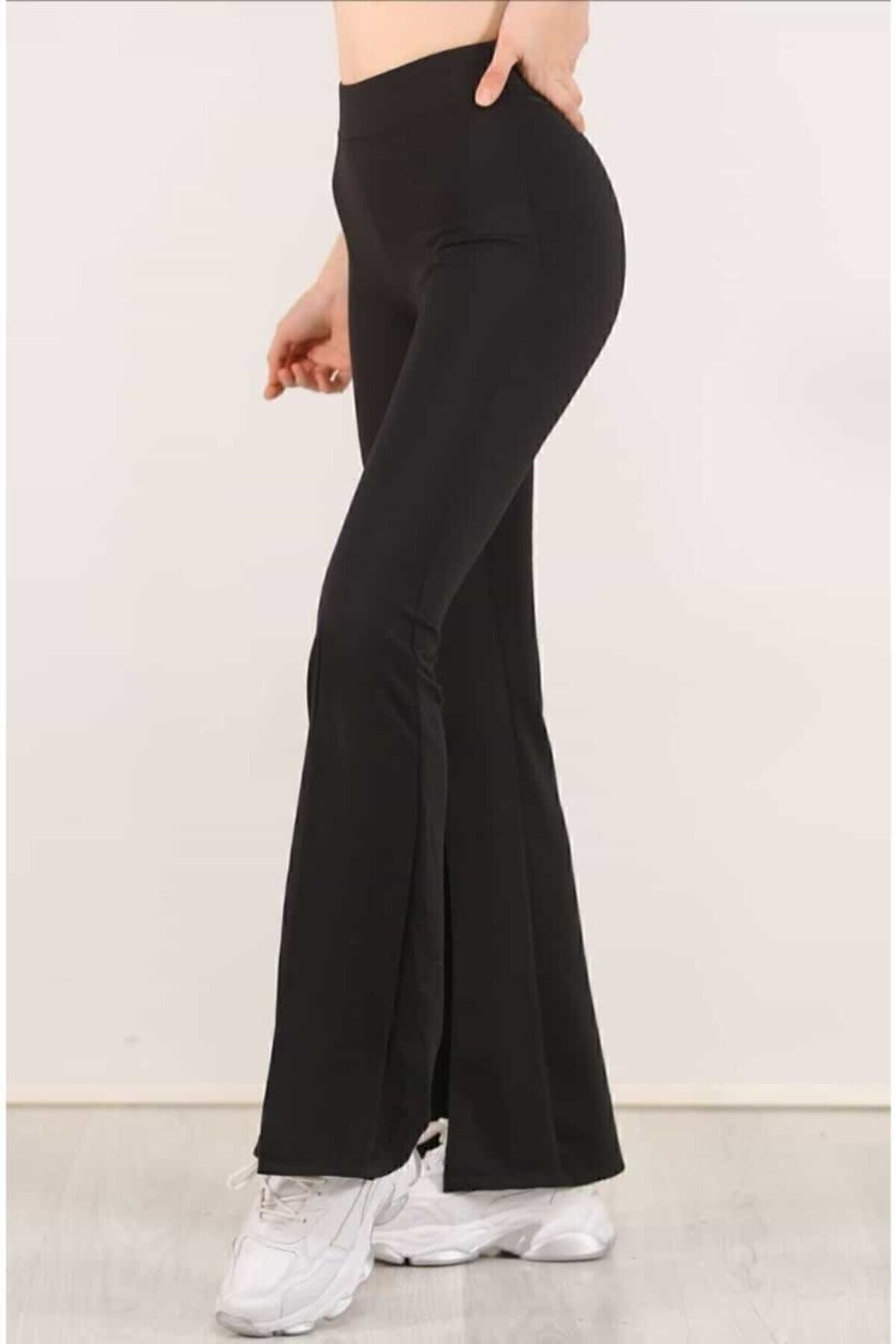 Yüksek Bel Kemerli Ispanyol Geniş Paça Dalgıç Kumaş Tayt