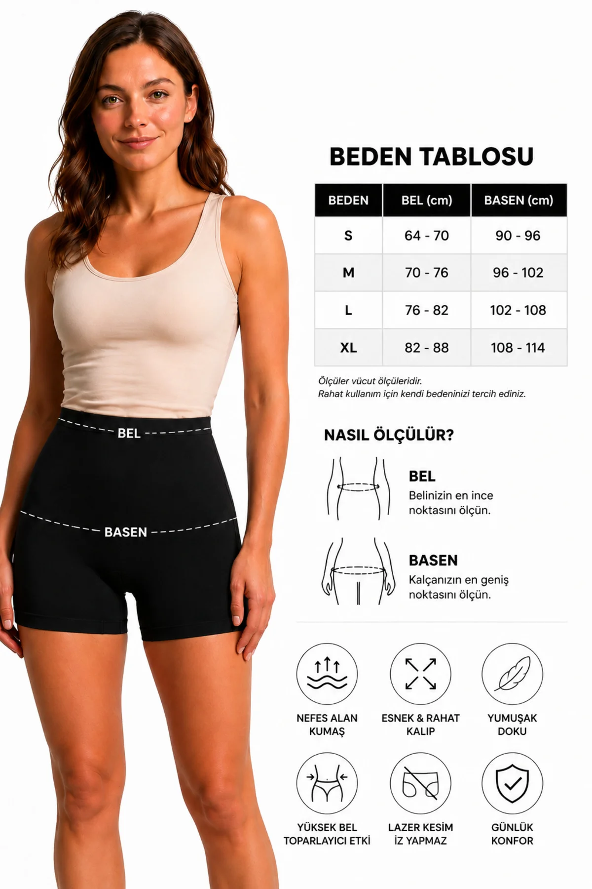 Yüksek Bel Lazer Kesim Kadın Boxer Dikişsiz İz Yapmaz Kaymaz Bantlı Yüksek Bel Lazer Kesim Kadın Boxer Dikişsiz İz Yapmaz Kaymaz Bantlı