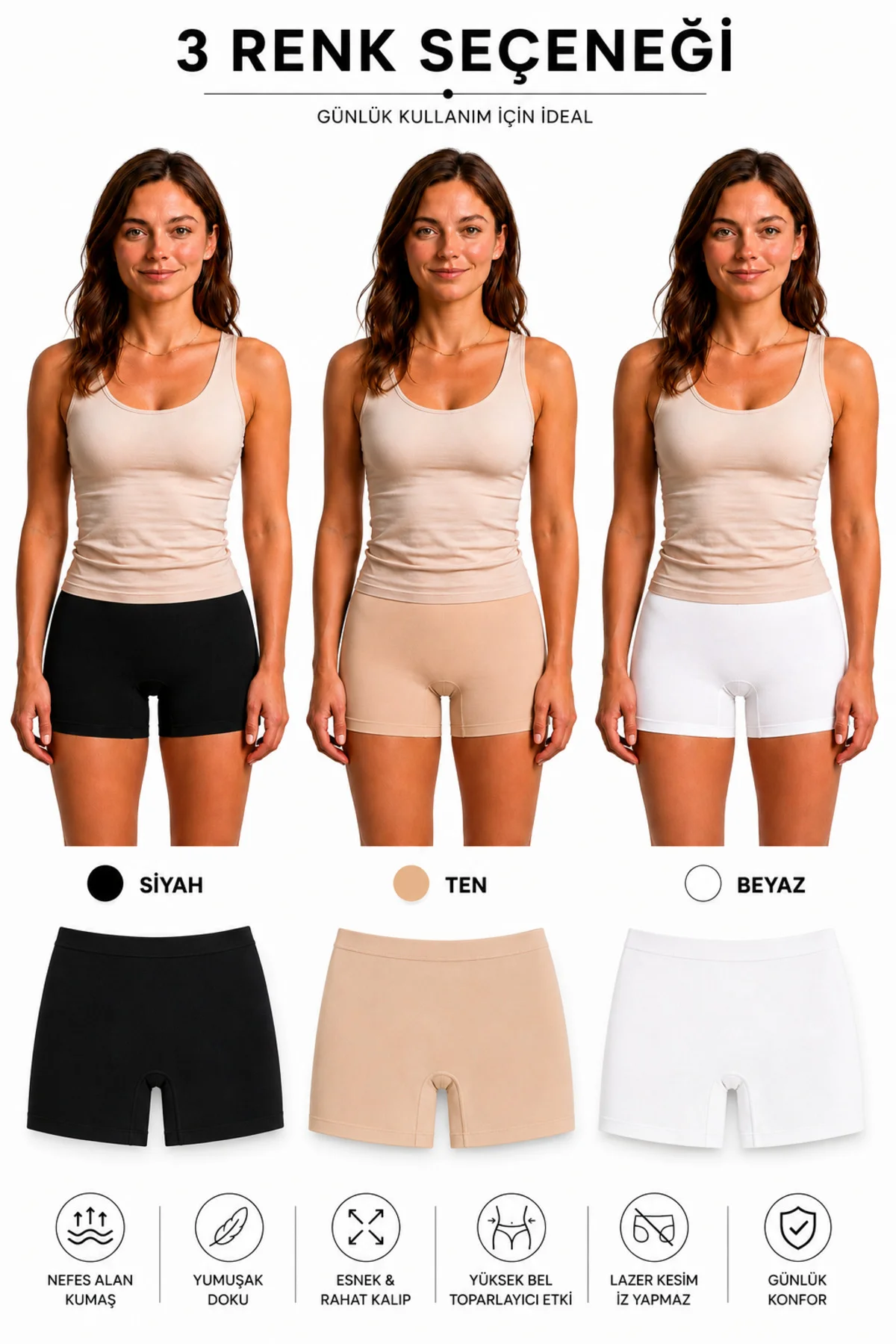 Yüksek Bel Lazer Kesim Kadın Boxer Dikişsiz İz Yapmaz Kaymaz Bantlı Yüksek Bel Lazer Kesim Kadın Boxer Dikişsiz İz Yapmaz Kaymaz Bantlı
