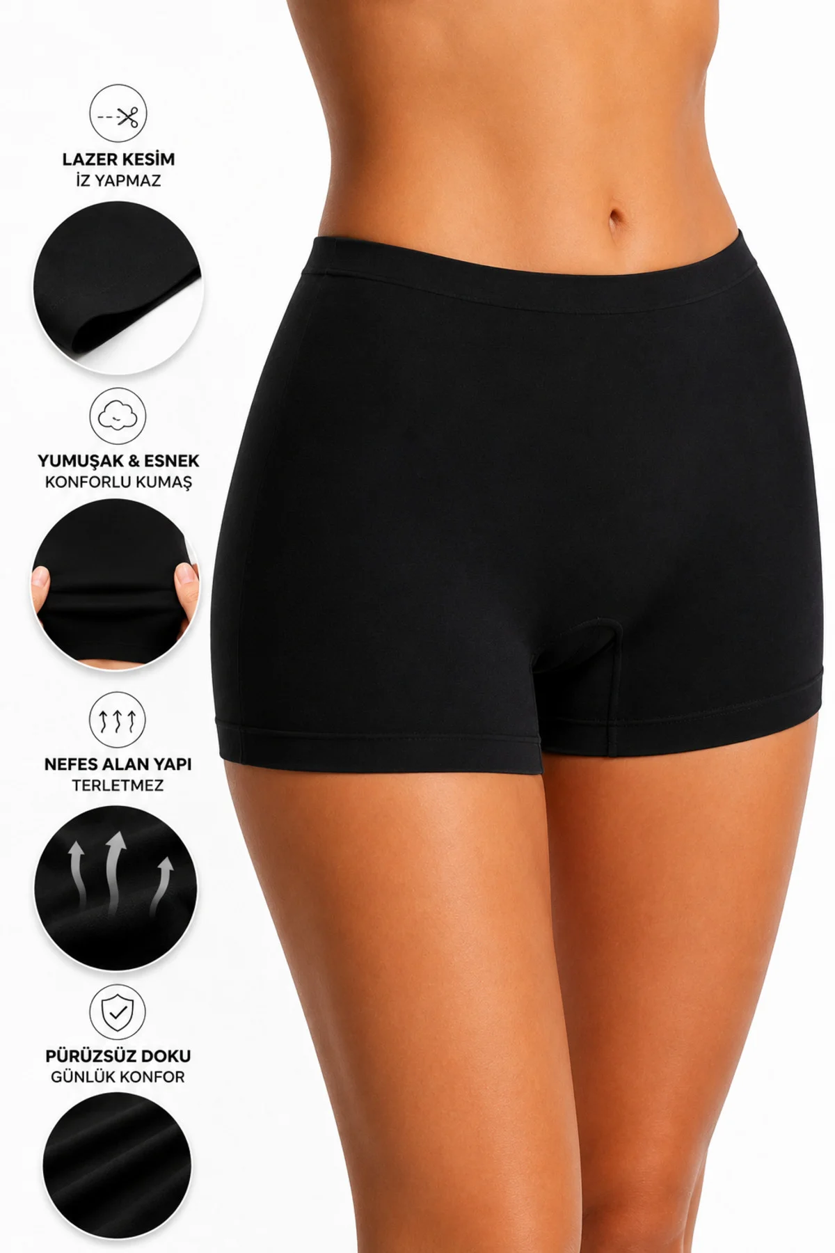 Yüksek Bel Lazer Kesim Kadın Boxer Dikişsiz İz Yapmaz Kaymaz Bantlı Yüksek Bel Lazer Kesim Kadın Boxer Dikişsiz İz Yapmaz Kaymaz Bantlı