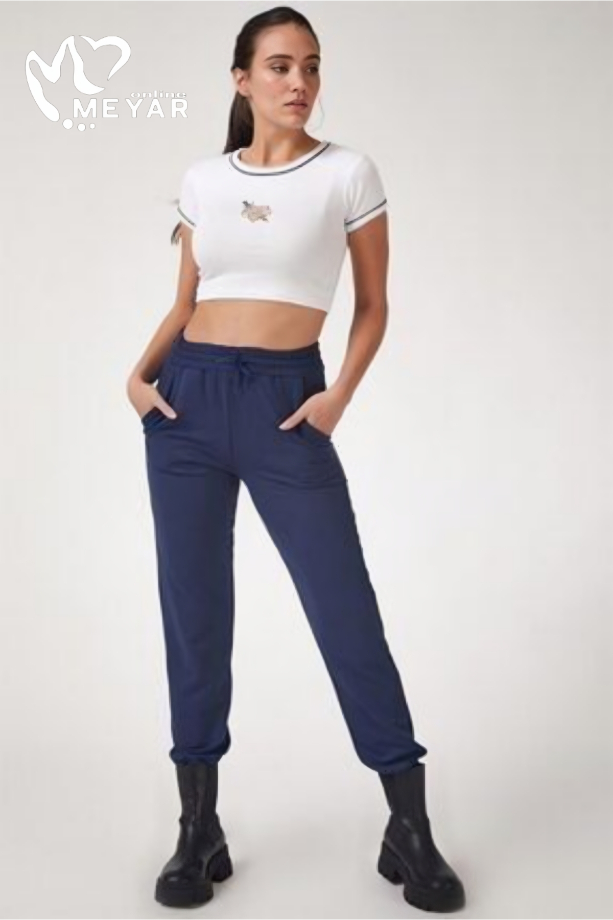 Yüksek Belli Jogger iki iplik Kadın Eşofman Altı - kırmızı