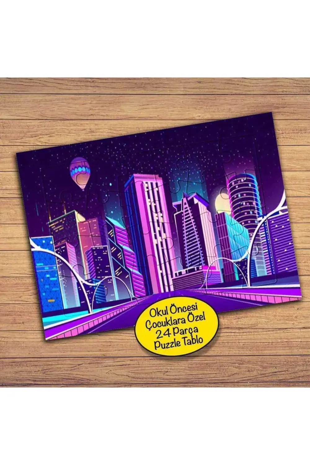 Yüksek Binalar Ve Cadde Çocuklara Özel Puzzle Yapboz Tablo-2597