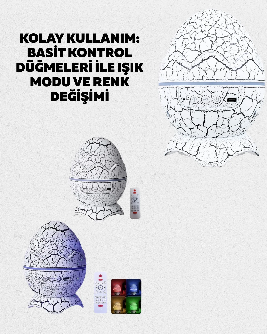 Yüksek Çözünürlüklü LED Galaksi Projektör + 19 Sesli Uyku Makinesi