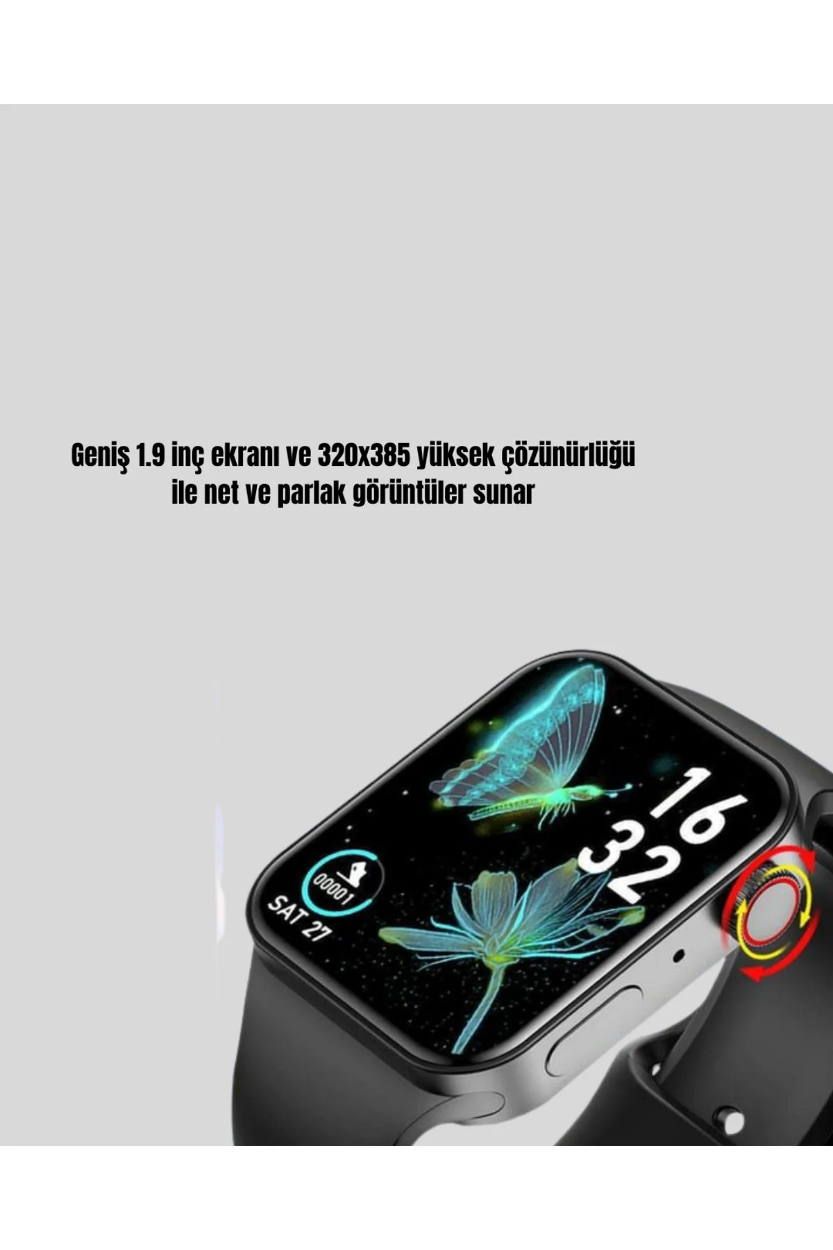 Yüksek Çözünürlüklü 1.9" Akıllı Saat – 5-6 Gün Aktif Kullanım, Şı