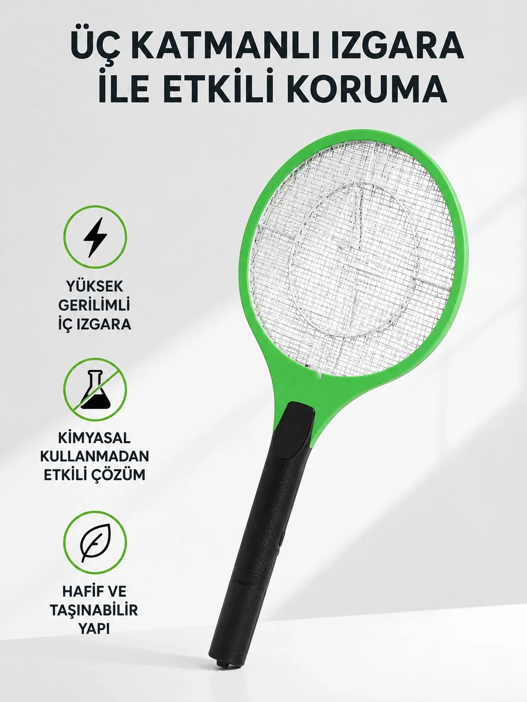 Yüksek Gerilimli Elektronik Sinek Raket – Sessiz, Kimyasız ve Güvenli Kullanım