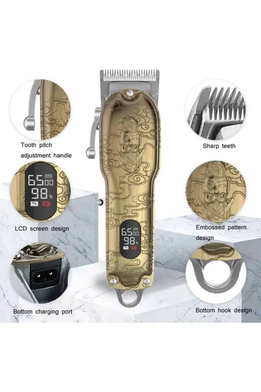 Yüksek Güçlü LCD Dijital Saç Kesme Aleti, Çok Renkli, Güç ve Şıkl