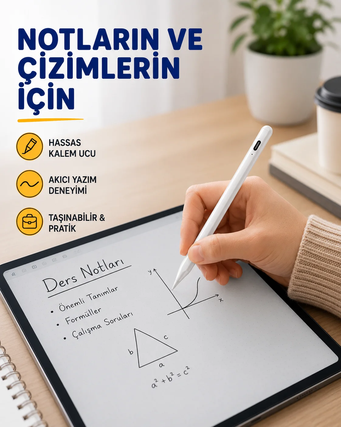 Yüksek Hassasiyetli Eğim Sensörlü Dijital Kalem – USB-C Hızlı Şarjlı Yeni Nesil Yüksek Hassasiyetli Eğim Sensörlü Dijital Kalem – USB-C Hızlı Şarjlı Yeni Nesil