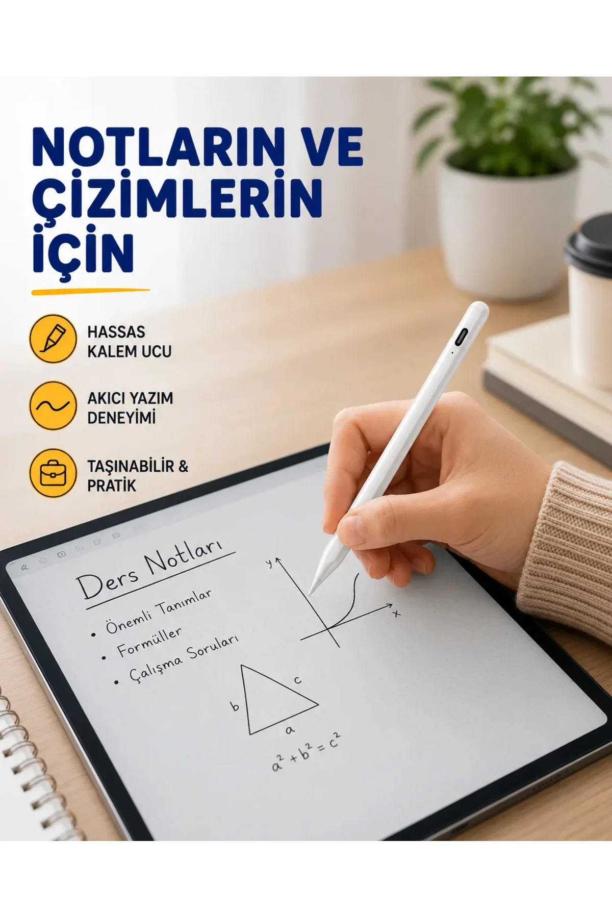 Yüksek Hassasiyetli Eğim Sensörlü Dijital Kalem – USB-C Hızlı Şarjlı Yeni Nesil Yüksek Hassasiyetli Eğim Sensörlü Dijital Kalem – USB-C Hızlı Şarjlı Yeni Nesil
