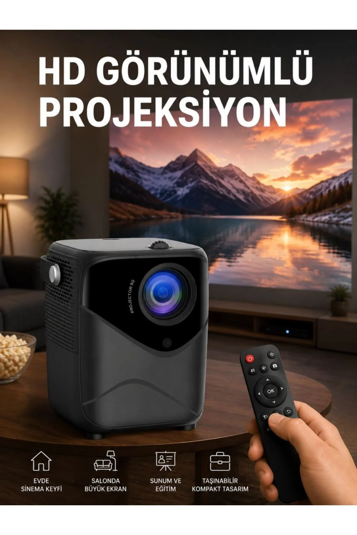 Yüksek Hd Görünümlü Taşınabilir Projeksiyon Cihazı