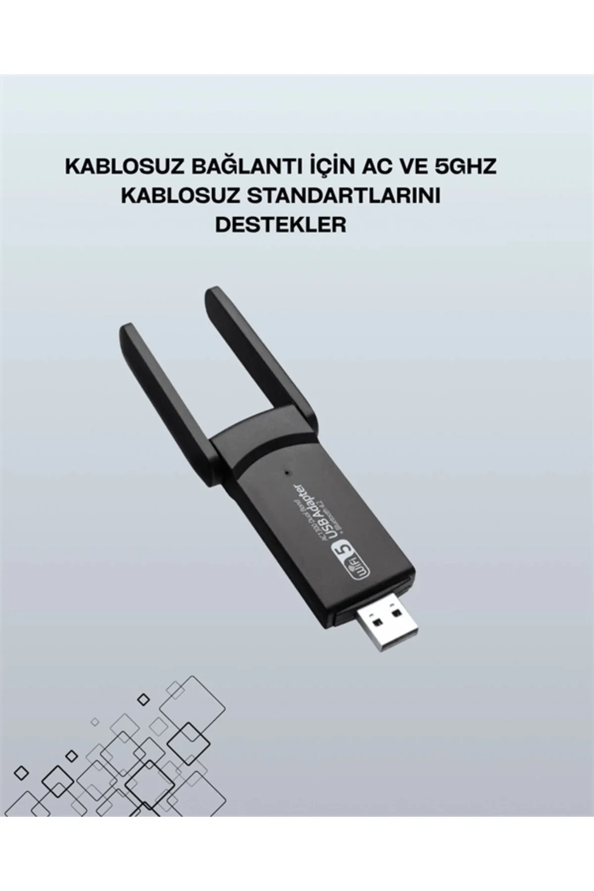 Yüksek Hızlı 1200 Mbps Çift Bant USB WiFi Adaptör – Güçlü Sinyal,