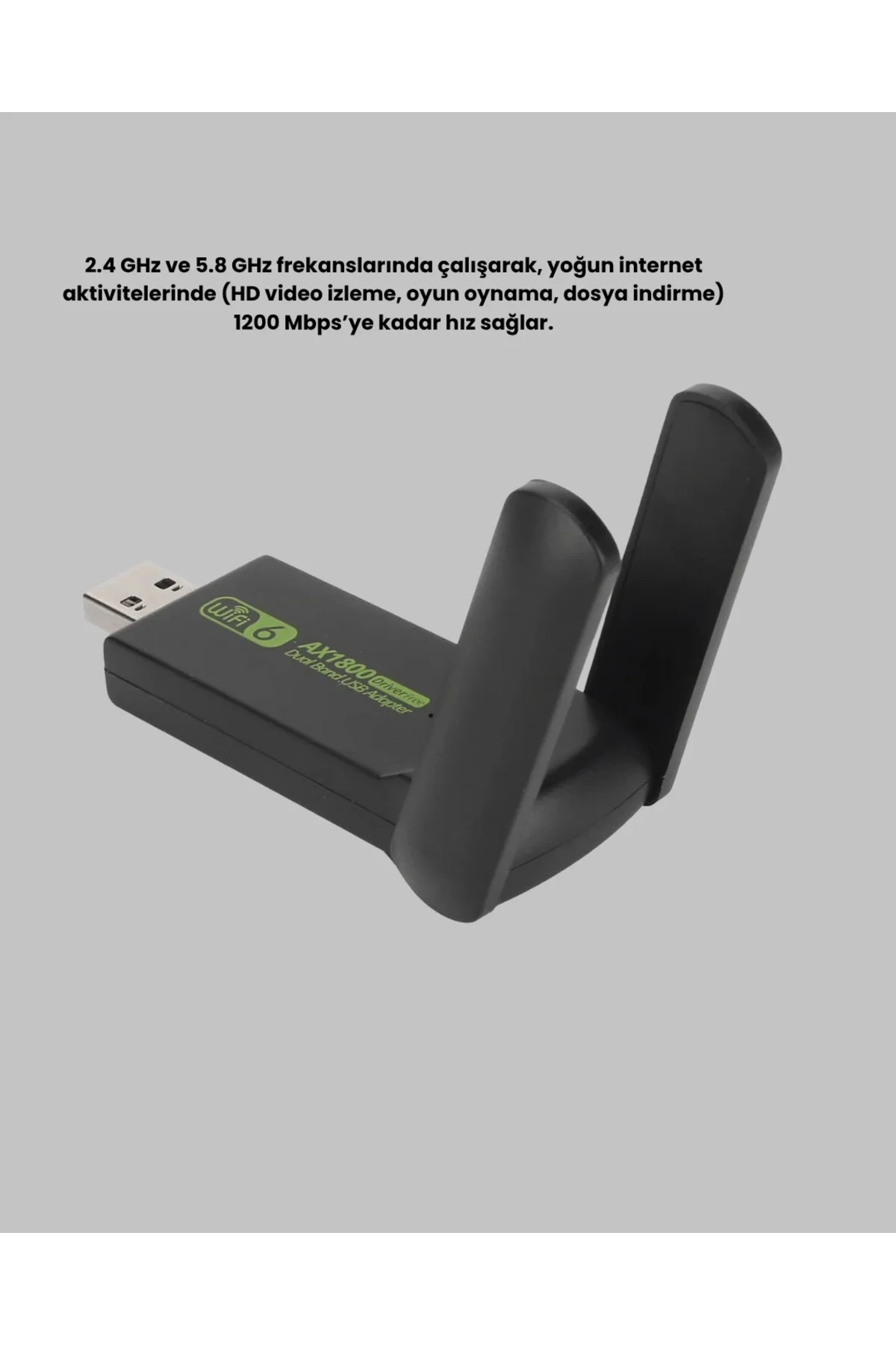 Yüksek Hızlı Dual Band Wifi Adaptör 1200 Mbps Usb 3.0 - Görsel 2