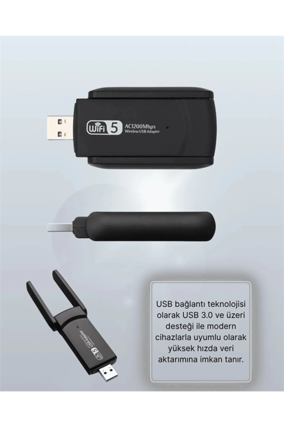 Yüksek Hızlı Usb Wifi Adaptörü 5G Destekli Dual-Band - Görsel 5