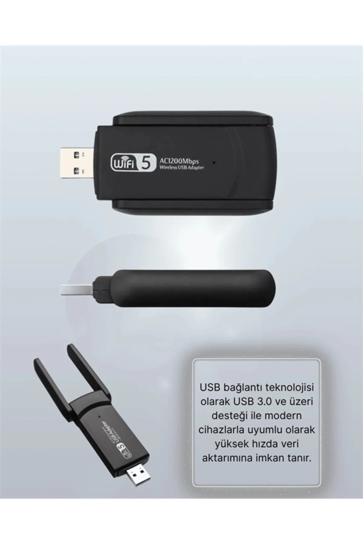 Yüksek Hızlı Usb Wifi Adaptörü 5G Destekli Dual-Band - Görsel 4