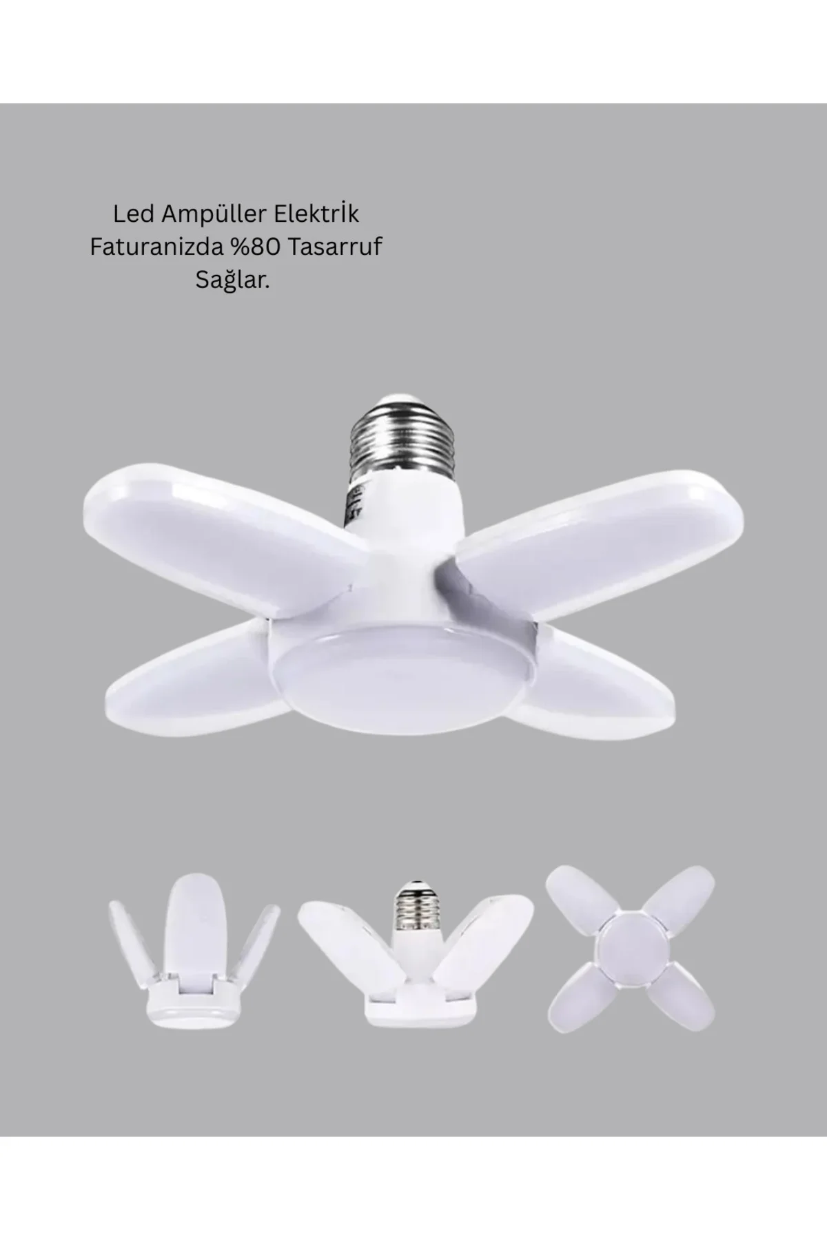 Yüksek Işık Güçlü Led Ampül 4 Kollu Katlanır Pervane Tasarım