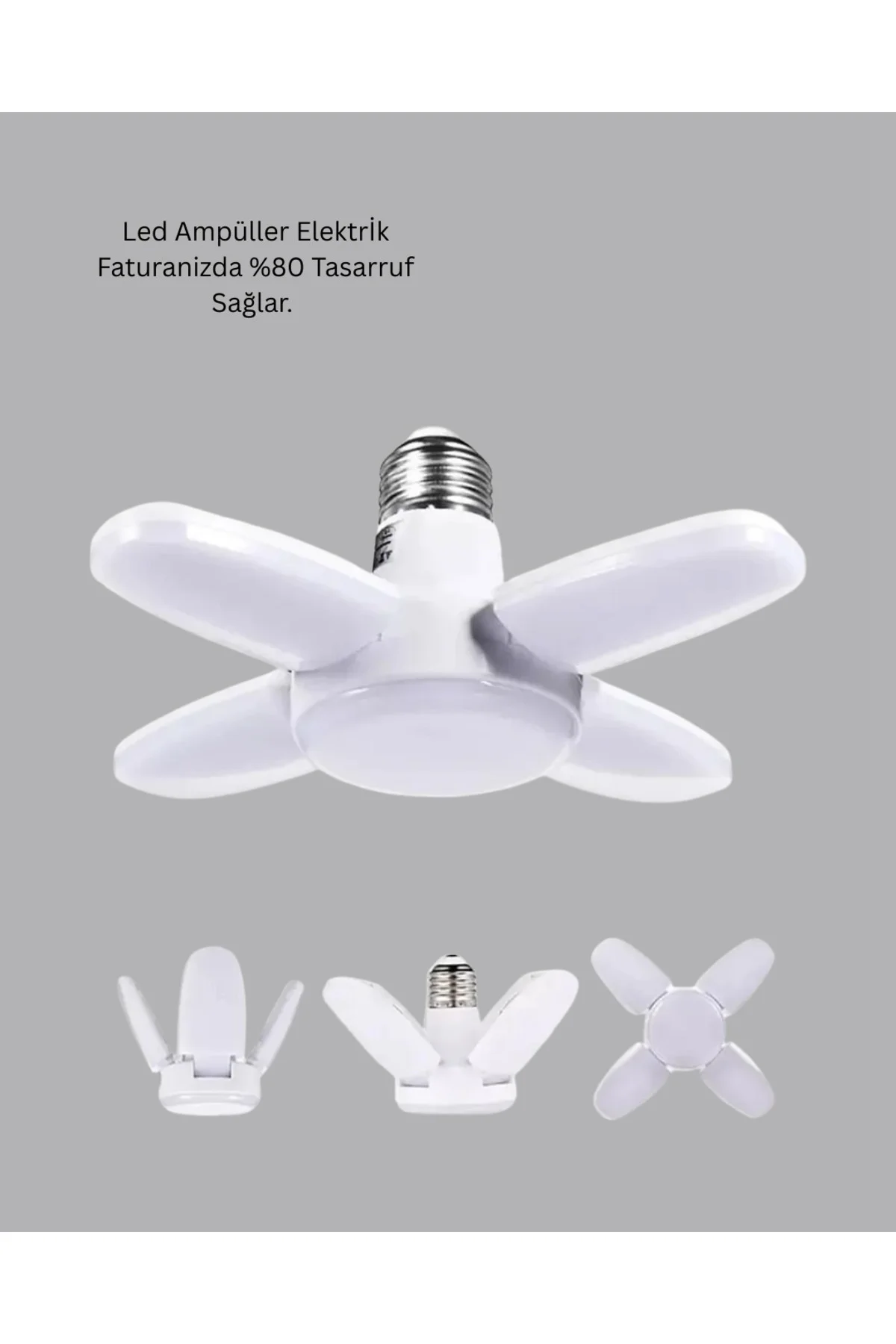 Yüksek Işık Güçlü LED Ampül 4 Kollu Katlanır Pervane Tasarım