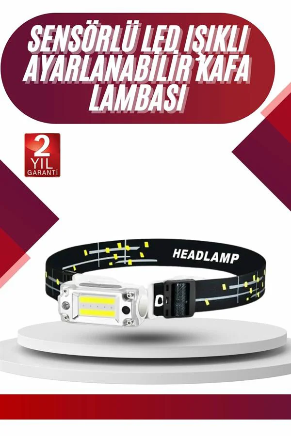 Yüksek Işıklı Şarjlı ve Sensörlü LED Kafa Lambası Kamp Lambası Yüksek Işıklı Şarjlı ve Sensörlü LED Kafa Lambası Kamp Lambası