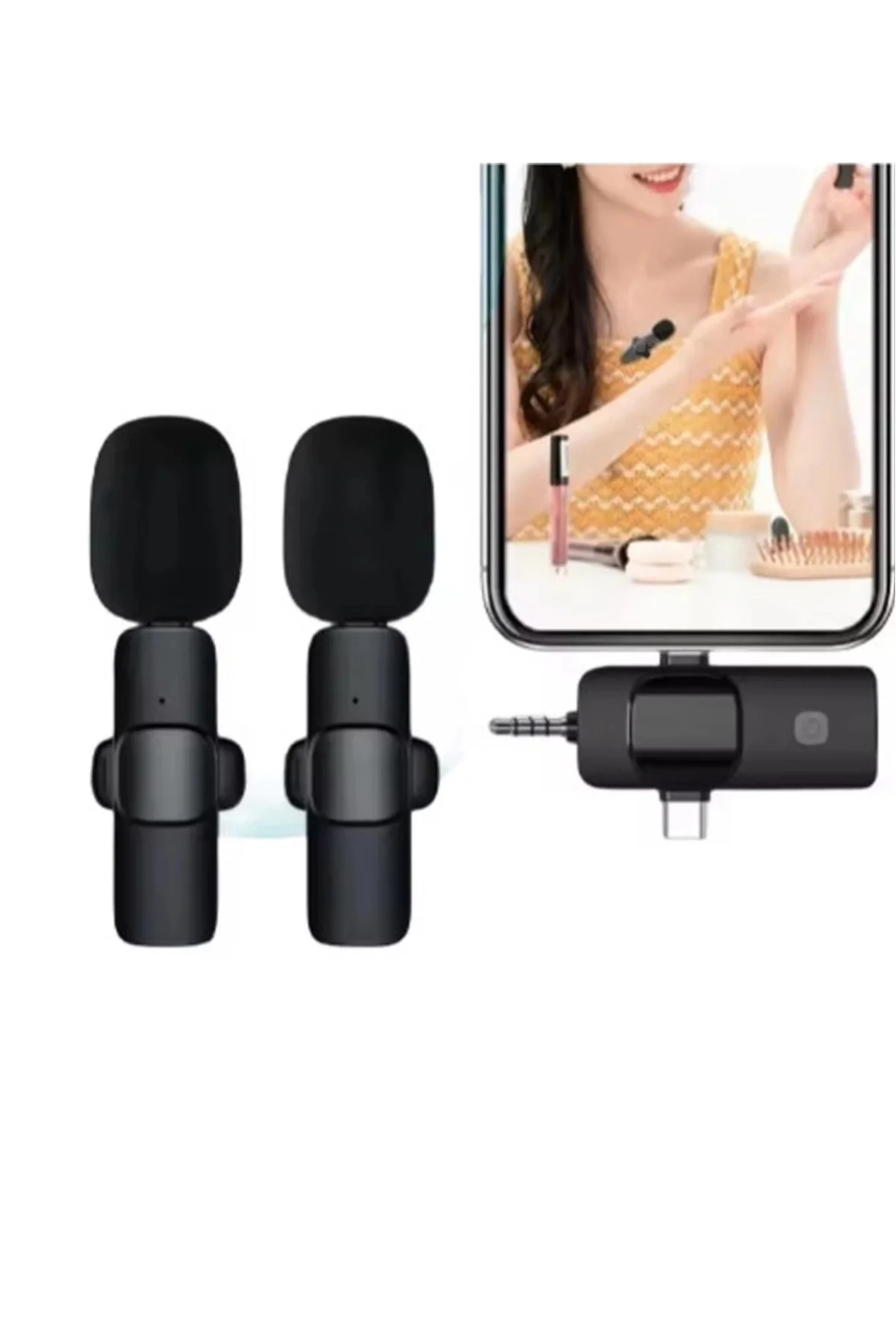 Yüksek Kalite Profesyonel 3 In 1 Kablosuz Taşınabilir Yaka Mikrof