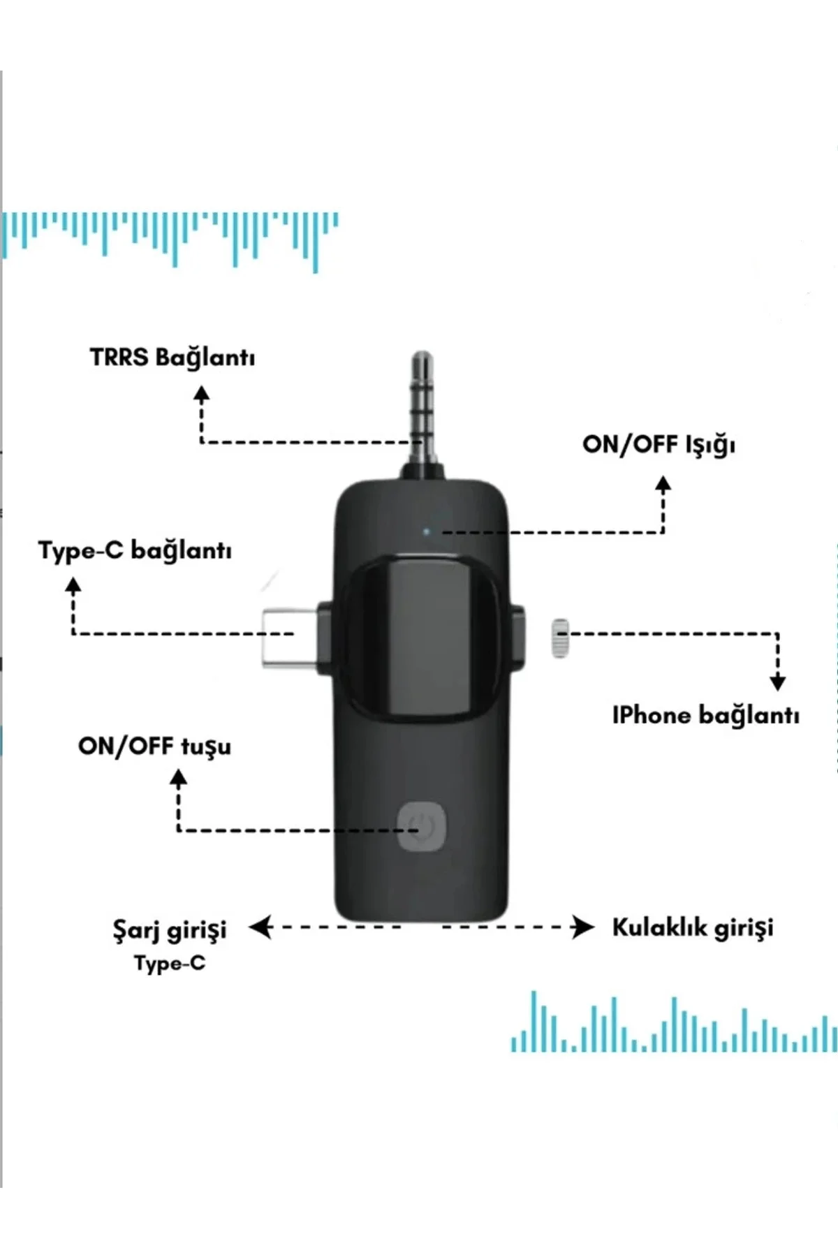 Yüksek Kalite Profesyonel 3 In 1 Kablosuz Taşınabilir Yaka Mikrof