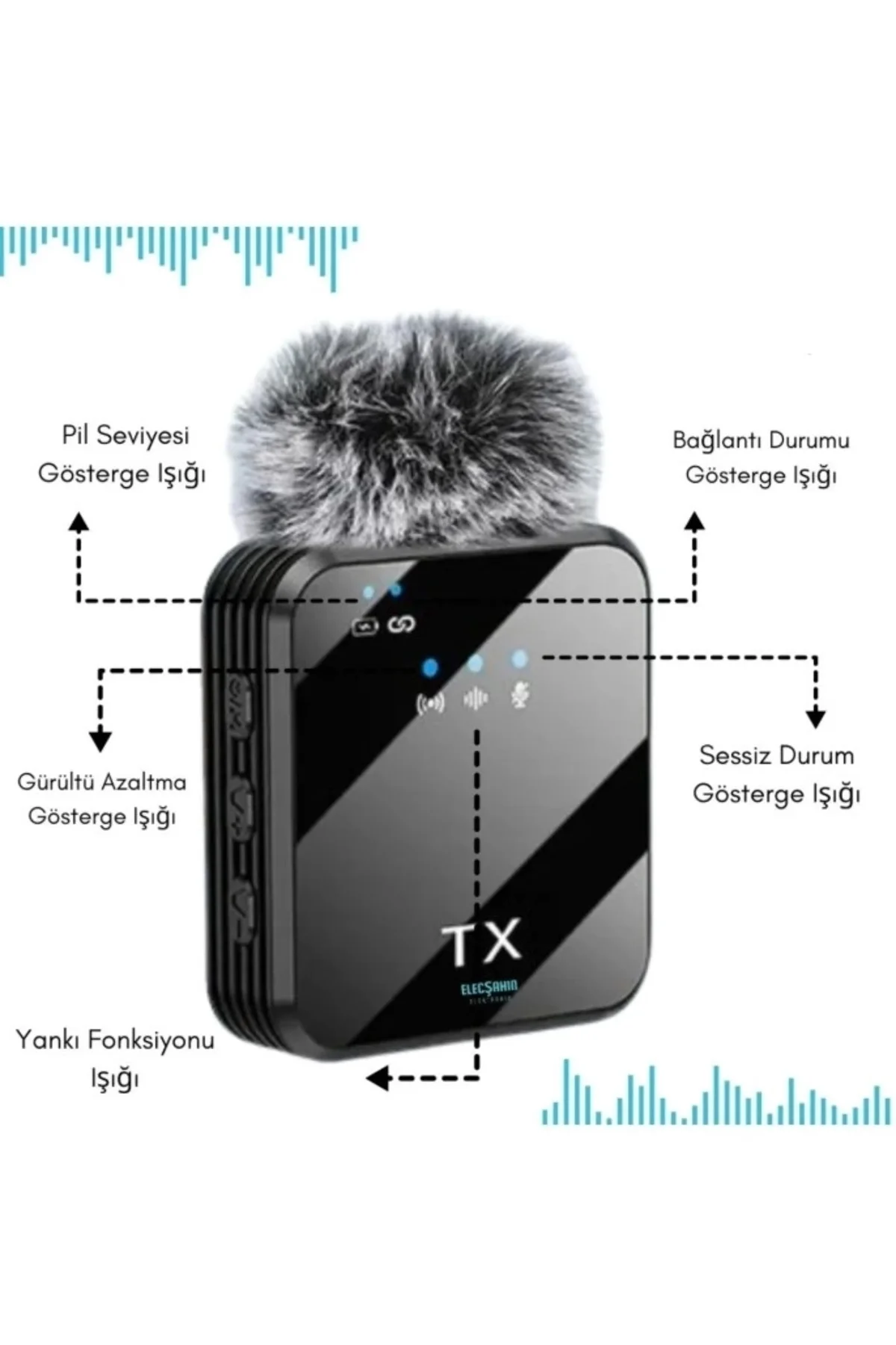 Yüksek Kalite Profesyonel 3 In 1 Kablosuz Taşınabilir Yaka Mikrof