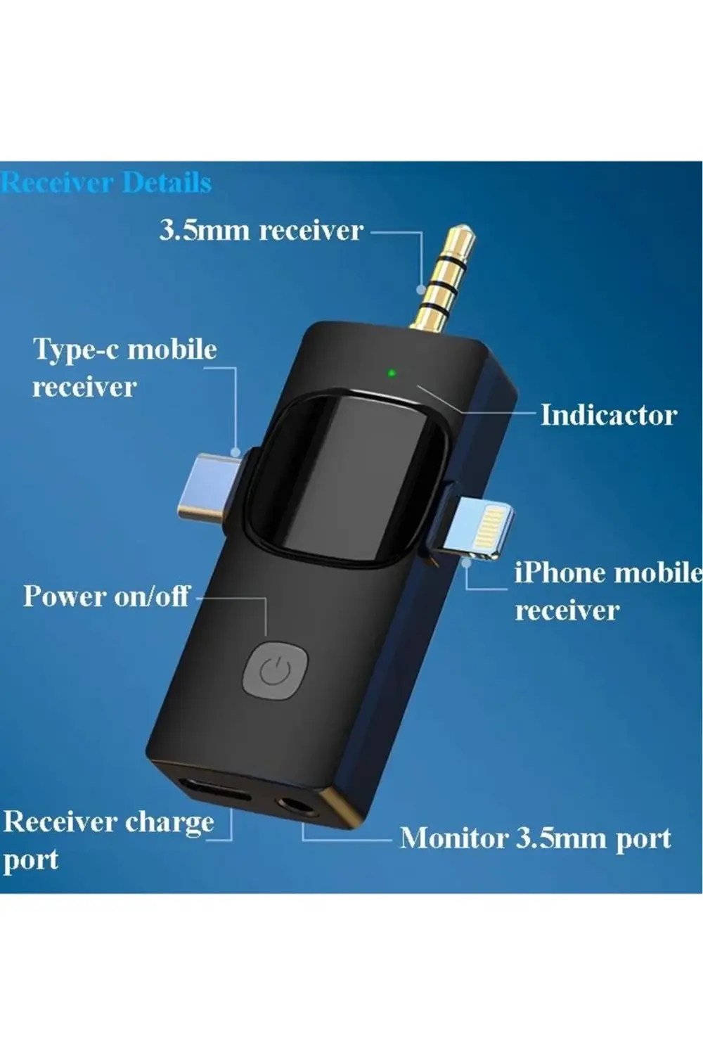 Yüksek Kalite Profesyonel 3 In 1 Kablosuz Taşınabilir Yaka Mikrof