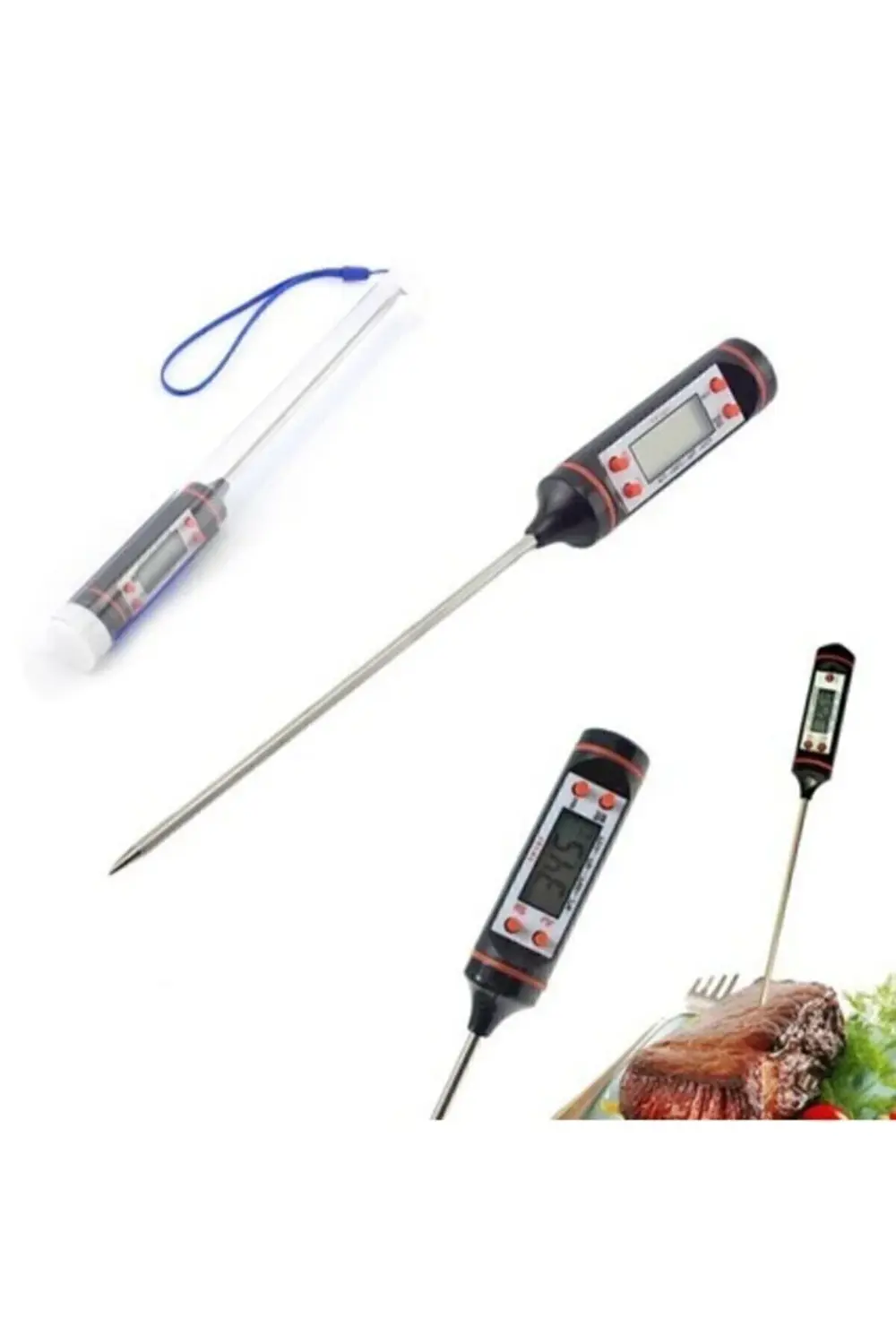 Yüksek Kaliteli Dijital Mutfak Termometresi, Süt, Mama ve Barbekü