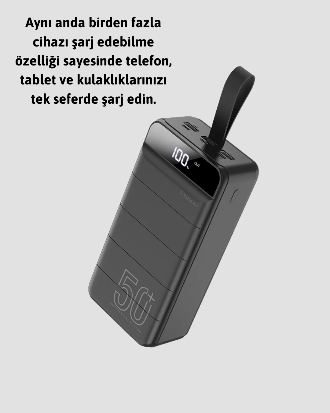Yüksek Kapasiteli 50.000 mAh Powerbank – Type-C, Lightning ve Mic