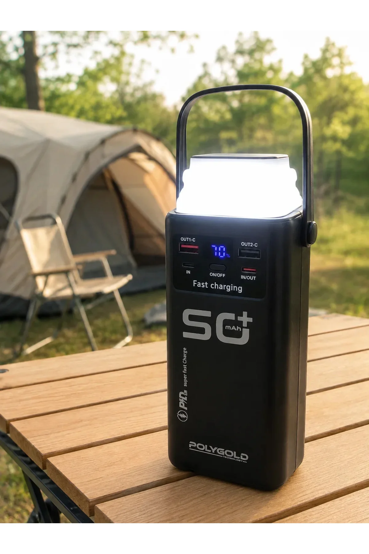 Yüksek Kapasiteli 50.000 mAh Powerbank 22,5 W Hızlı Şarj 4 Dahili Kablo LED Aydınlatma Yüksek Kapasiteli 50.000 mAh Powerbank 22,5 W Hızlı Şarj 4 Dahili Kablo LED Aydınlatma