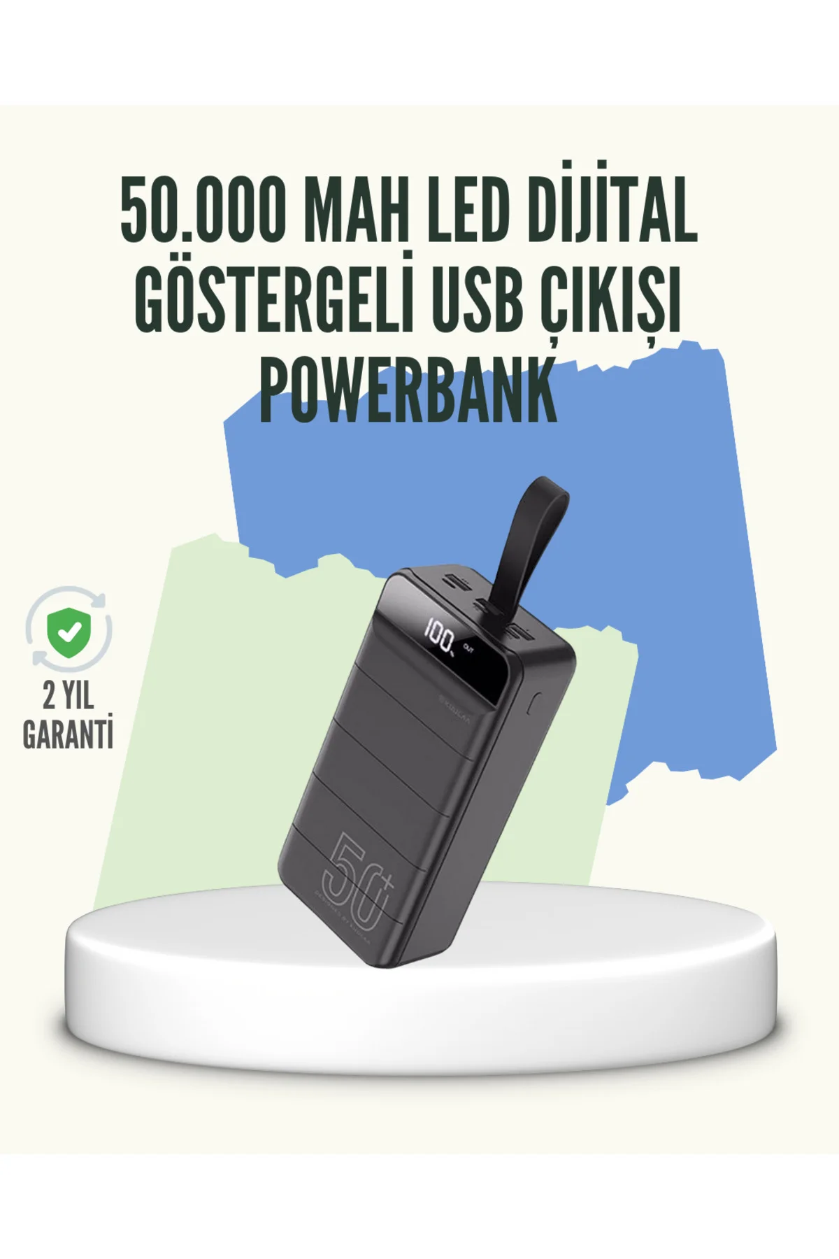 Yüksek Kapasiteli 50.000 mAh Powerbank – Type-C, Lightning ve Mic