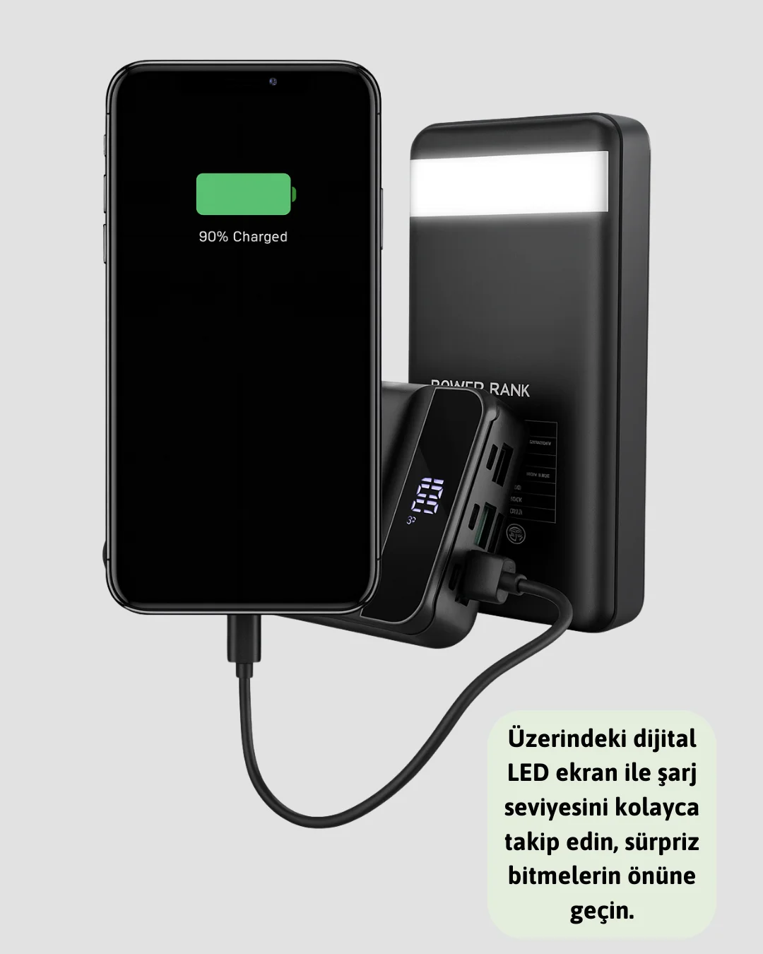Yüksek Kapasiteli 50.000 mAh Powerbank – Type-C, Lightning ve Mic