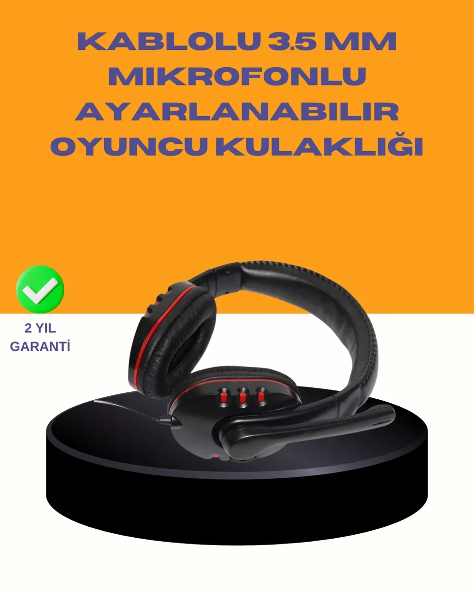Yüksek Performanslı Kırmızı Stereo Kulaklık - Güçlü Bass ve Mikrofonlu
