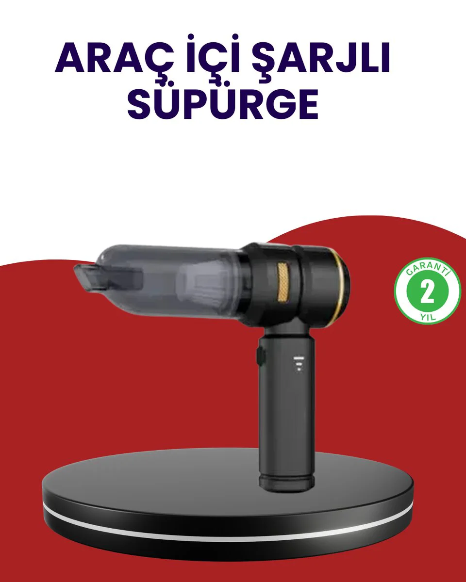 Yüksek Performanslı Araç İçi El Süpürgesi - Kablosuz 2-in-1 Süpürge ve Üfleme, 15.000 PA Emiş Gücü