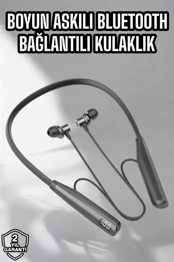Yüksek Ses Kaliteli Boyun Bantlı Bluetooth Kulaklık - 100 Saat Pil Süresi