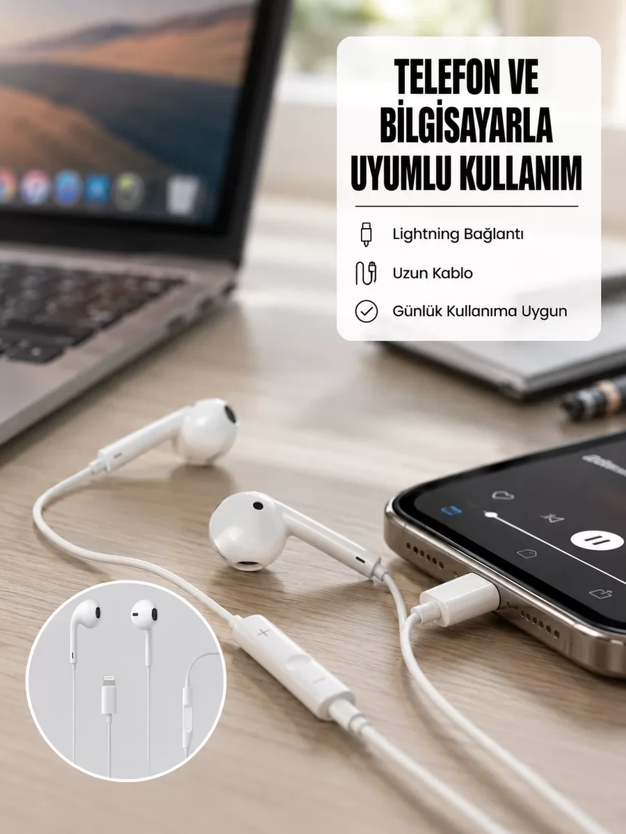 Yüksek Ses Kaliteli Mikrofonlu Kablolu Kulak İçi Kulaklık - Yeni Nesil