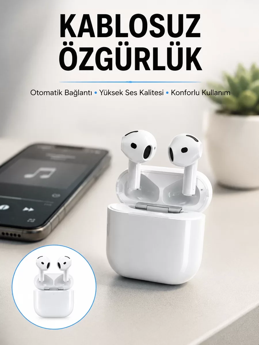 Yüksek Ses Kaliteli 4. Nesil Bluetooth Kulaklık - Dokunmatik Kontrol ve 24 Saat Pil