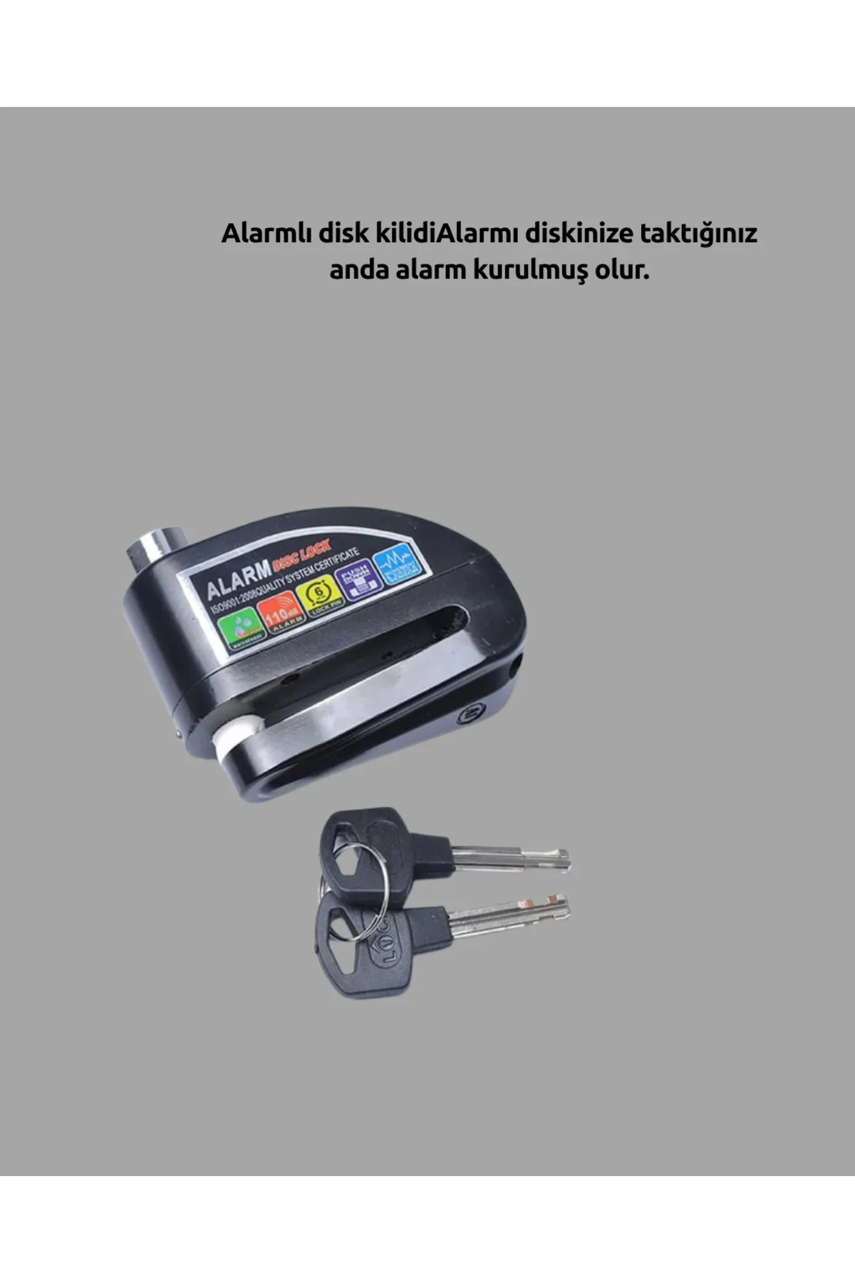 Yüksek Sesli 110dB Çelik Disk Kilidi Su Geçirmez Yeni Nesil - Görsel 4