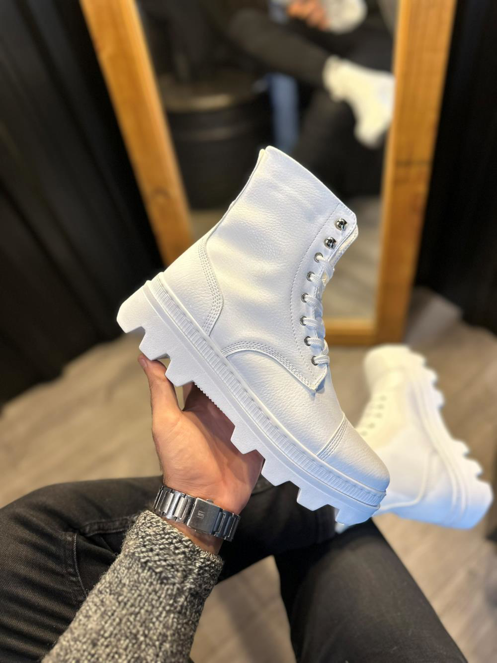 Yüksek Taban Ayakkabı B-023 Beyaz UP