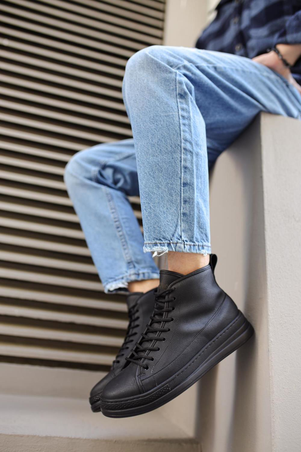 Yüksek Taban Ayakkabı C-030 Siyah (Siyah Taban) UP