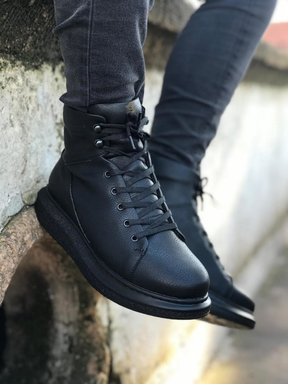 Yüksek Taban Ayakkabı B-080 Siyah (Siyah Taban) UP