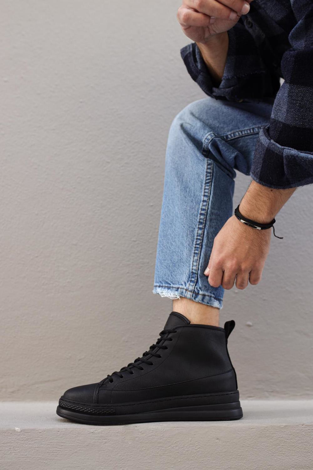 Yüksek Taban Ayakkabı C-030 Siyah (Siyah Taban) UP