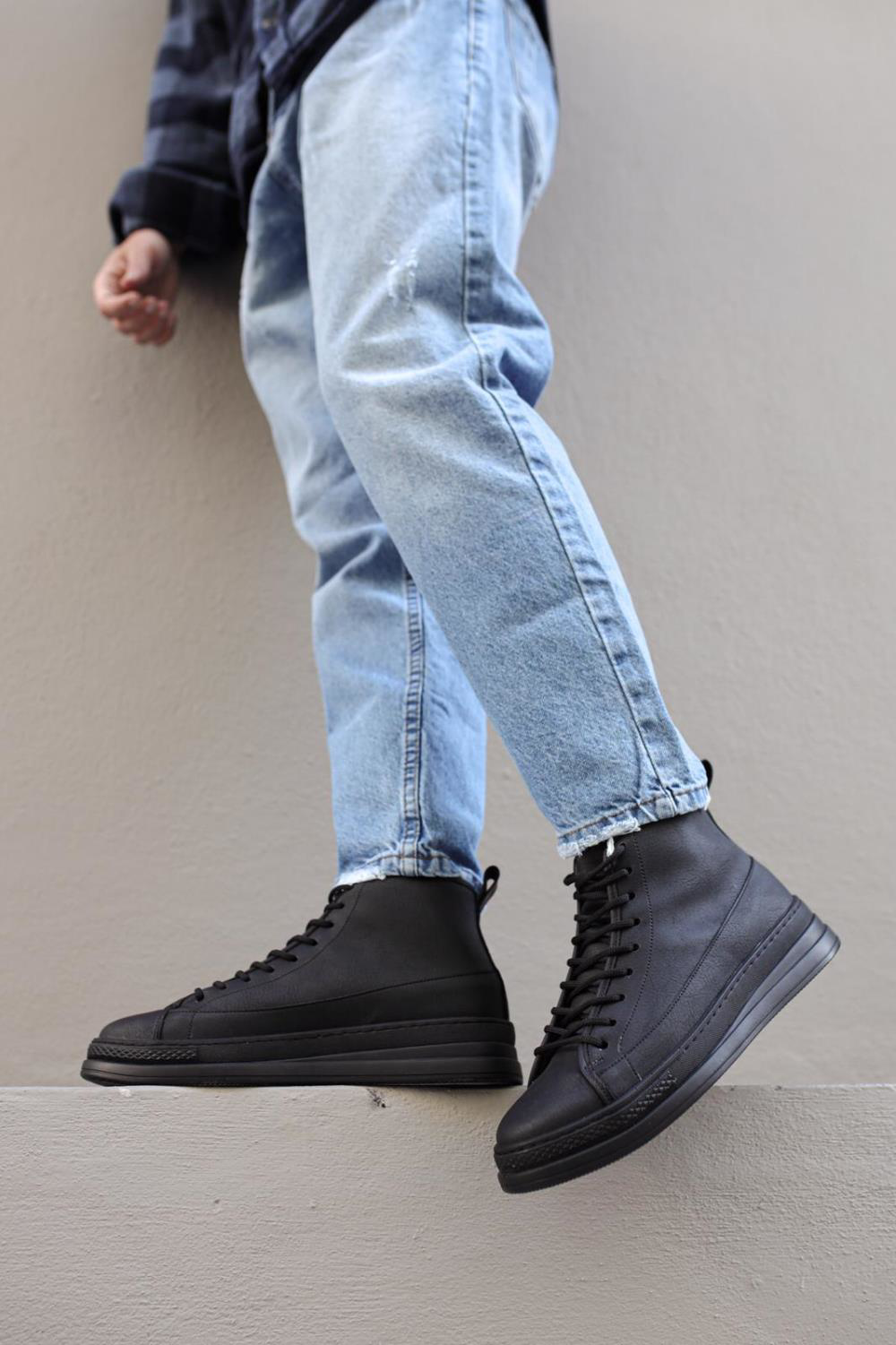 Yüksek Taban Ayakkabı C-030 Siyah (Siyah Taban) UP