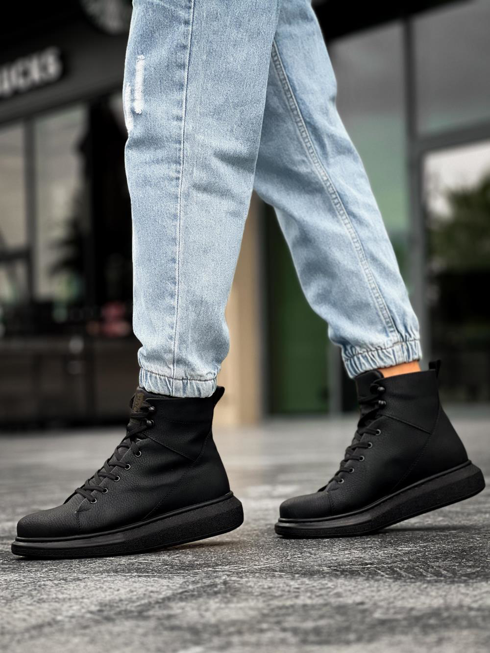 Yüksek Taban Ayakkabı B-080 Siyah (Siyah Taban) UP