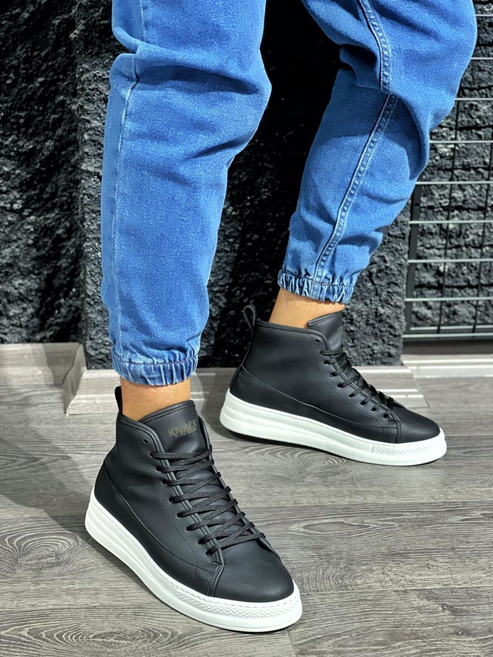 Yüksek Taban Ayakkabı C-030 Siyah (Beyaz Taban) UP