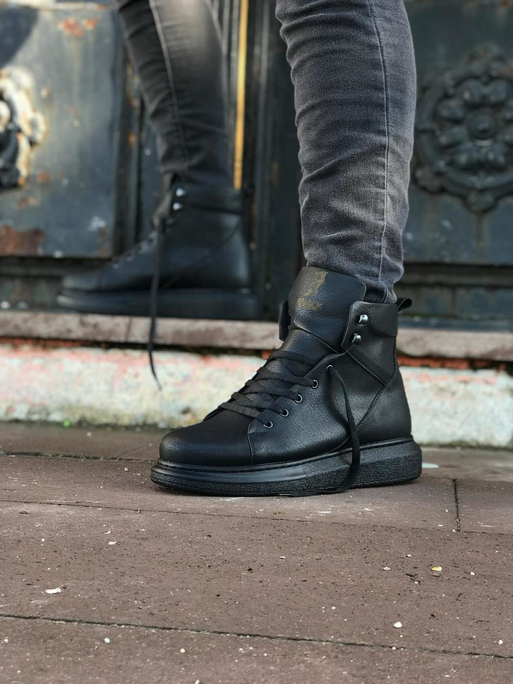 Yüksek Taban Ayakkabı B-080 Siyah (Siyah Taban) UP