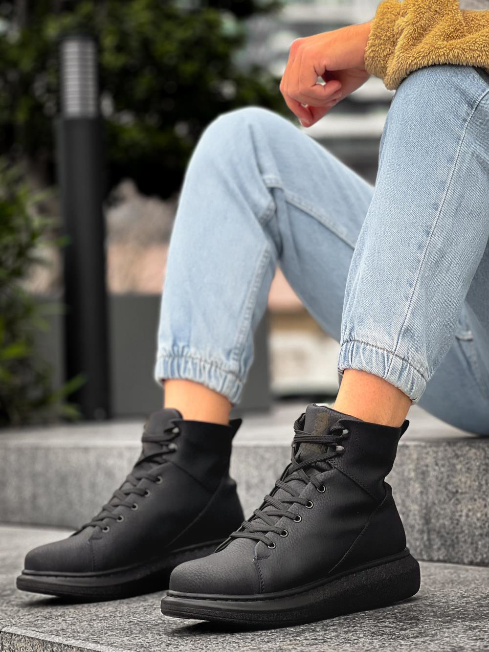 Yüksek Taban Ayakkabı B-080 Siyah (Siyah Taban) UP