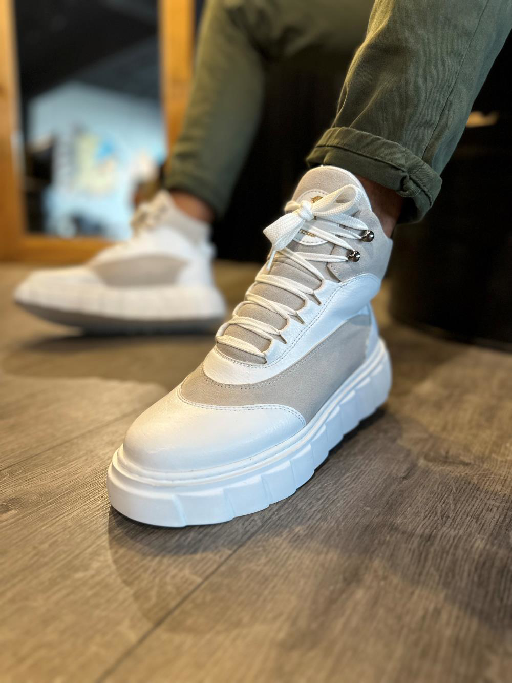 Yüksek Taban Bot 104 Beyaz UP