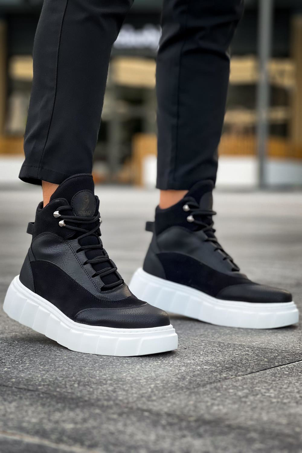 Yüksek Taban Bot 104 Siyah (Beyaz Taban) UP